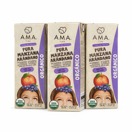 Pack 3 AMA Jugo de Fruta Manzana Arándano Orgánico - 200 ml