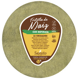 Tortilla de Maíz­ con Espinaca 17cm - 12 unidades