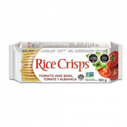 Rice Crisps, Galleta de Arroz Sin Gluten, Sabor Tomate Albahaca - 100 grs