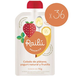 Pack 36 Railú Colado Plátano yogurt natural y frutilla