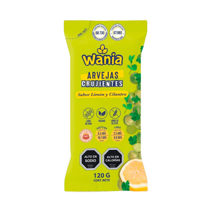 Wania Arvejas Crujientes Sabor Limón Cilantro - 120 grs - Diseño sin título - 2026-03-26T154356.478.png
