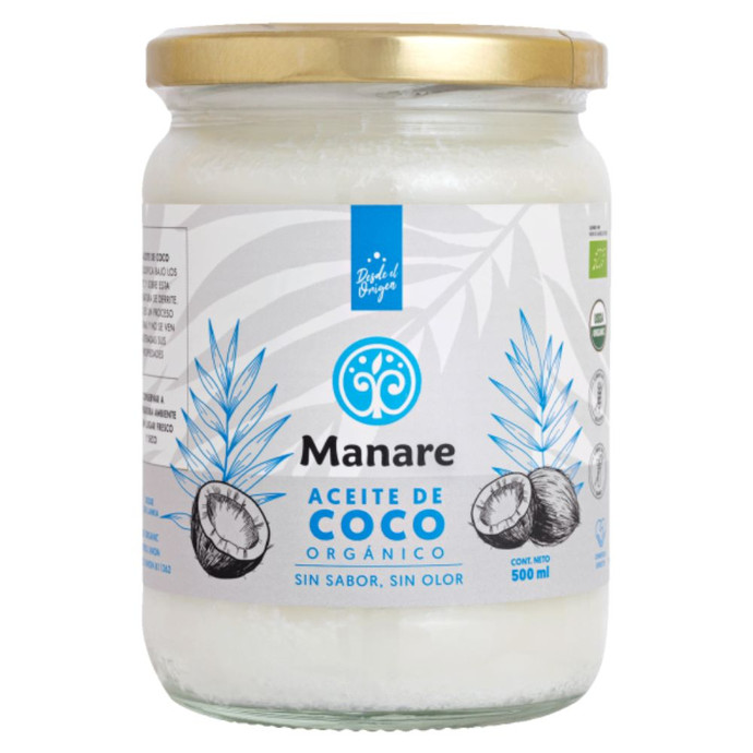 Aceite de Coco Sin Sabor Sin Olor - 500 ml Manare - Orgánico Extra Virgen Prensado en frío Raw Ingredientes 100% aceite de coco orgánico. (2).jpg