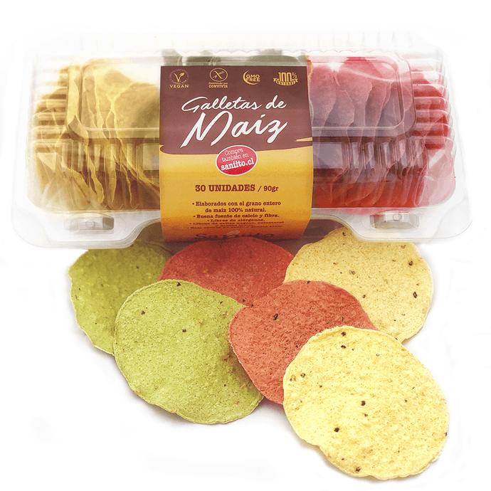  Galletas de Maíz Betarraga y Espinaca Natural Deshidratada - 90 grs - Saniito.png