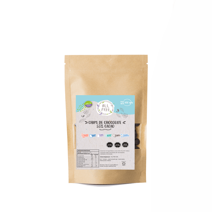 Allfree Chips de Chocolate 55% Cacao Sin Gluten - 100 grs - chips 55% 100grs chica.png