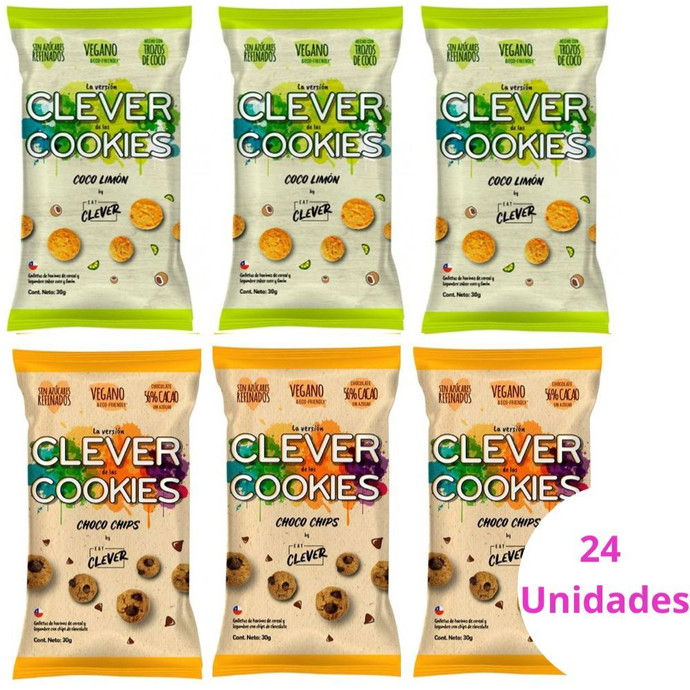 Pack 24 Galletas Clever Cookies Choco Chips y Coco Limón - 30 grs - X 24.jpg