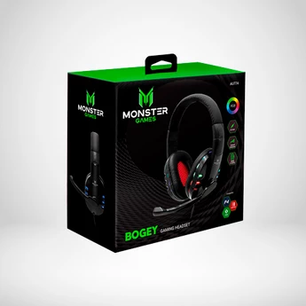 Audífonos Monster Gamer Rgb Negros Led