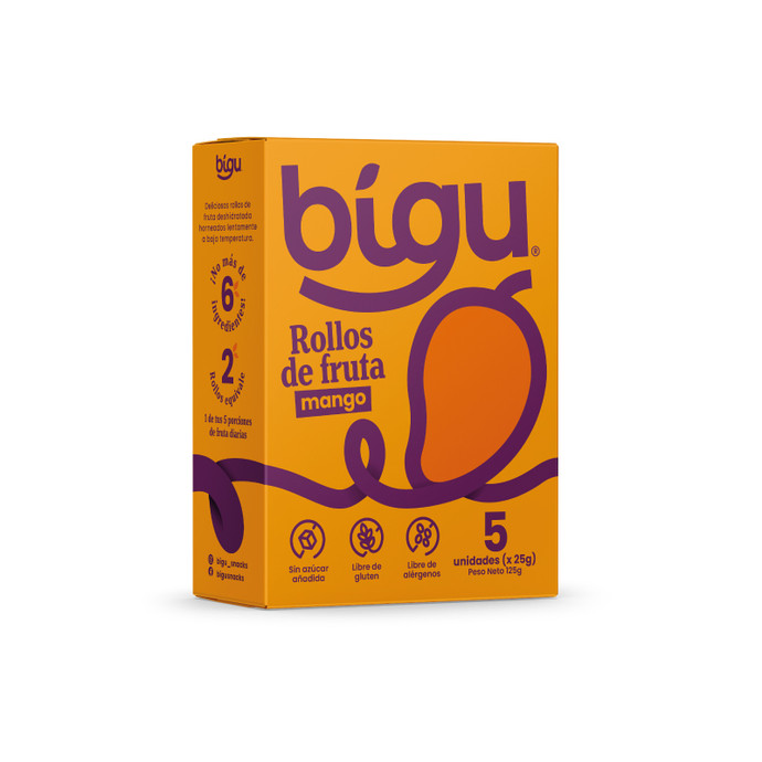 Caja 5 unidades Rollos de Fruta Mango 125g  - Caja 125g mango