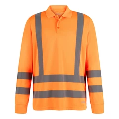 POLERA PIQUE HI VIS MANGA LARGA NARANJO KUMEN