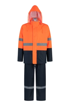 TRAJE SEALTOP PU/PVC BICOLOR NARANJO / AZUL CON CINTA REFLECTANTE SIBERIA