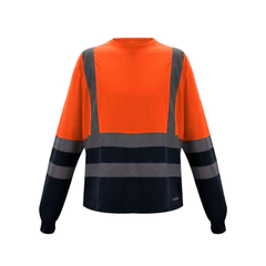 Polera Cooldry Cuello Redondo Hi Vis Bicolor Naranjo Kumen