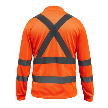Polera Pique Hi Vis Manga Larga Naranjo Kumen