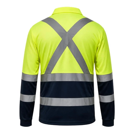 POLERA PIQUE COOLDRY HI-VIS AMARILLO-AZUL CON CINTA REFLECTANTE KUMEN