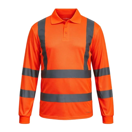 Polera Pique Hi Vis Manga Larga Naranjo Kumen