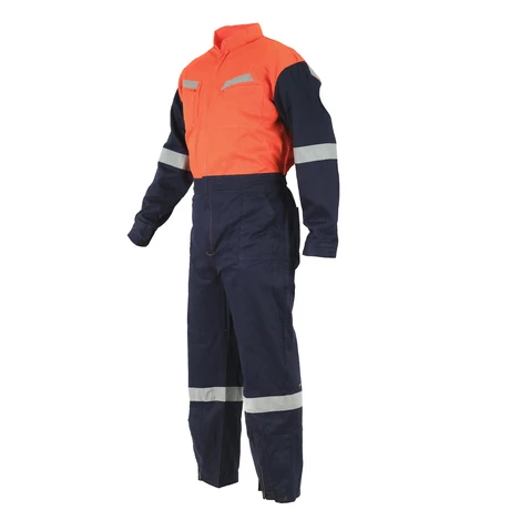 BUZO GABARDINA BICOLOR 100% ALGODON CON REFLECTANTE NARANJO / AZUL KUMEN