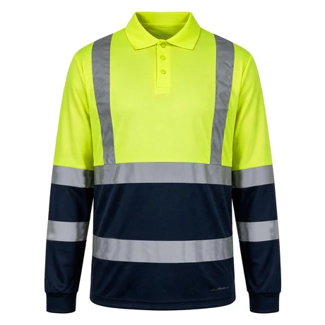 POLERA PIQUE COOLDRY HI-VIS AMARILLO-AZUL CON CINTA REFLECTANTE KUMEN