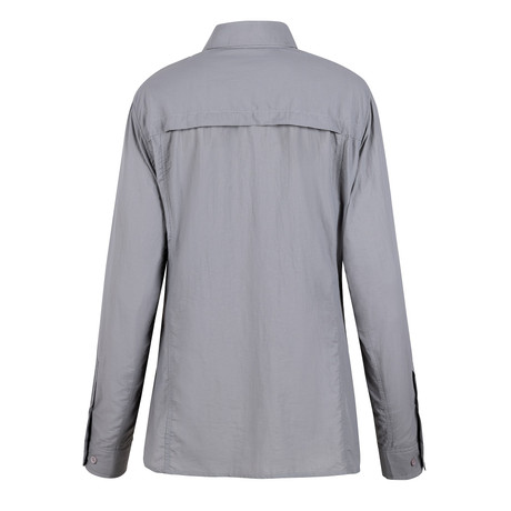 POLERA PIQUE COOLDRY MANGA LARGA GRIS KUMEN - Exoset