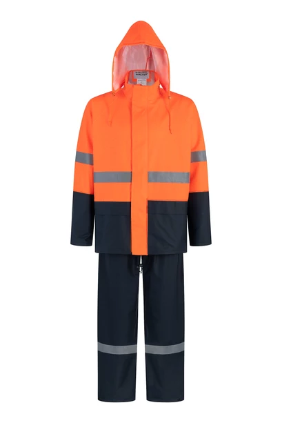 TRAJE SEALTOP PU/PVC BICOLOR NARANJO / AZUL CON CINTA REFLECTANTE SIBERIA