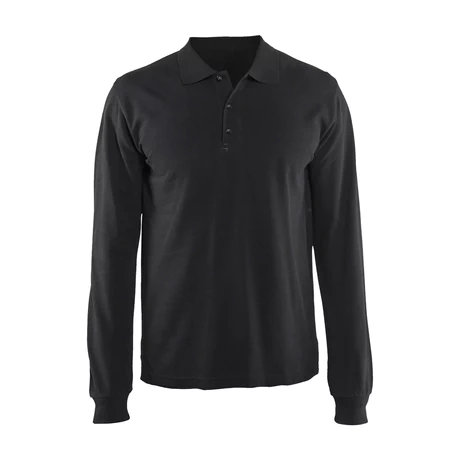 Polera Pique Negro Manga Larga Kumen