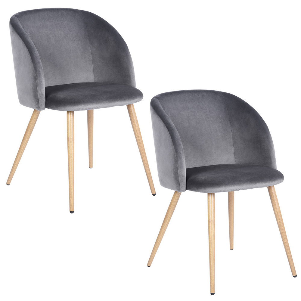 Pack 2 Sillas Comedor Lounge Terciopelo Gris