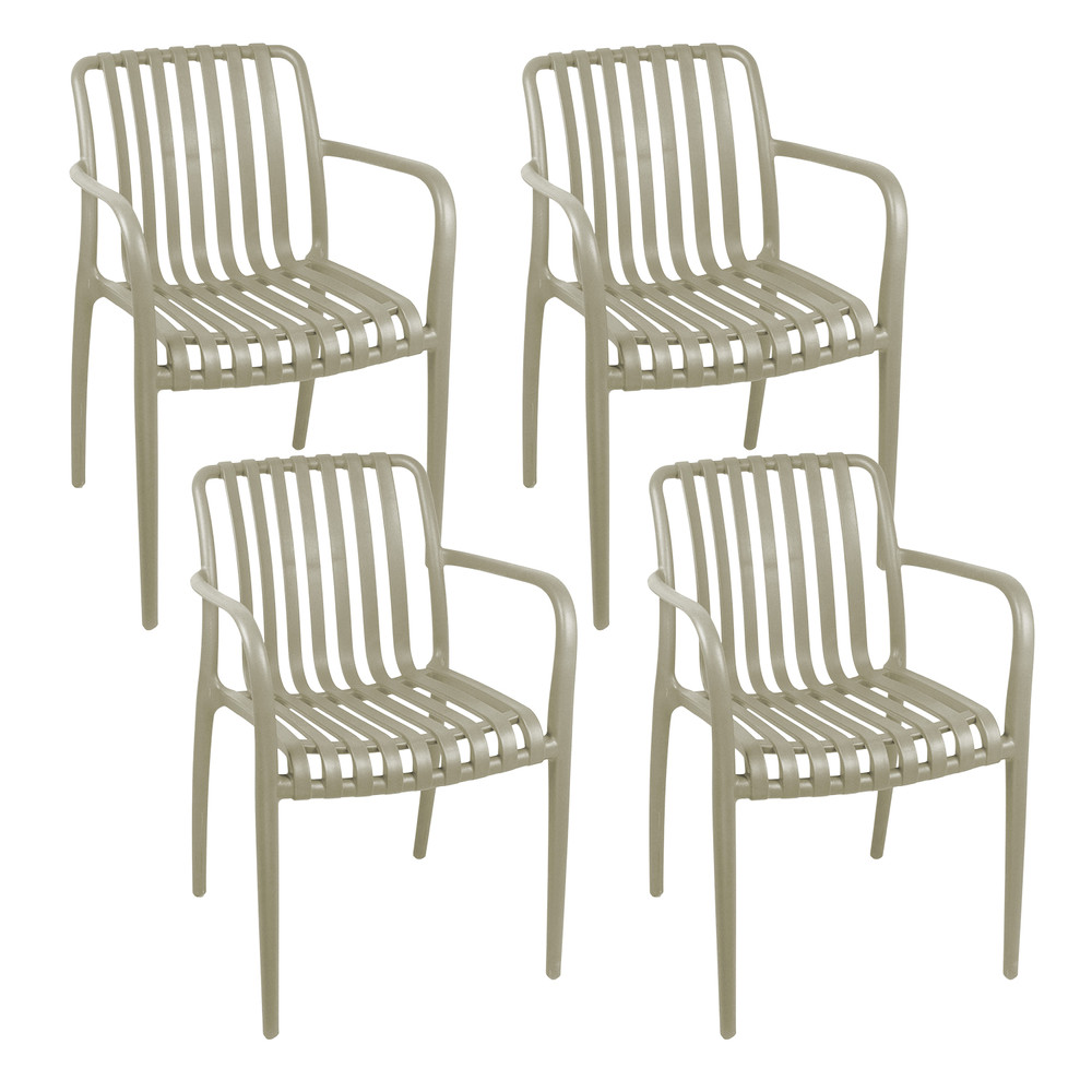 Pack 4 Sillas Terraza Plástica Giza Taupe
