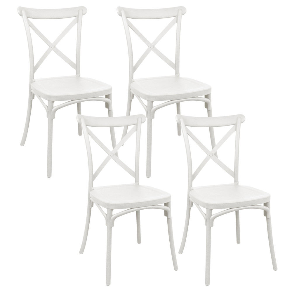 Pack 4 Sillas Terraza Plástica Petra Blancas