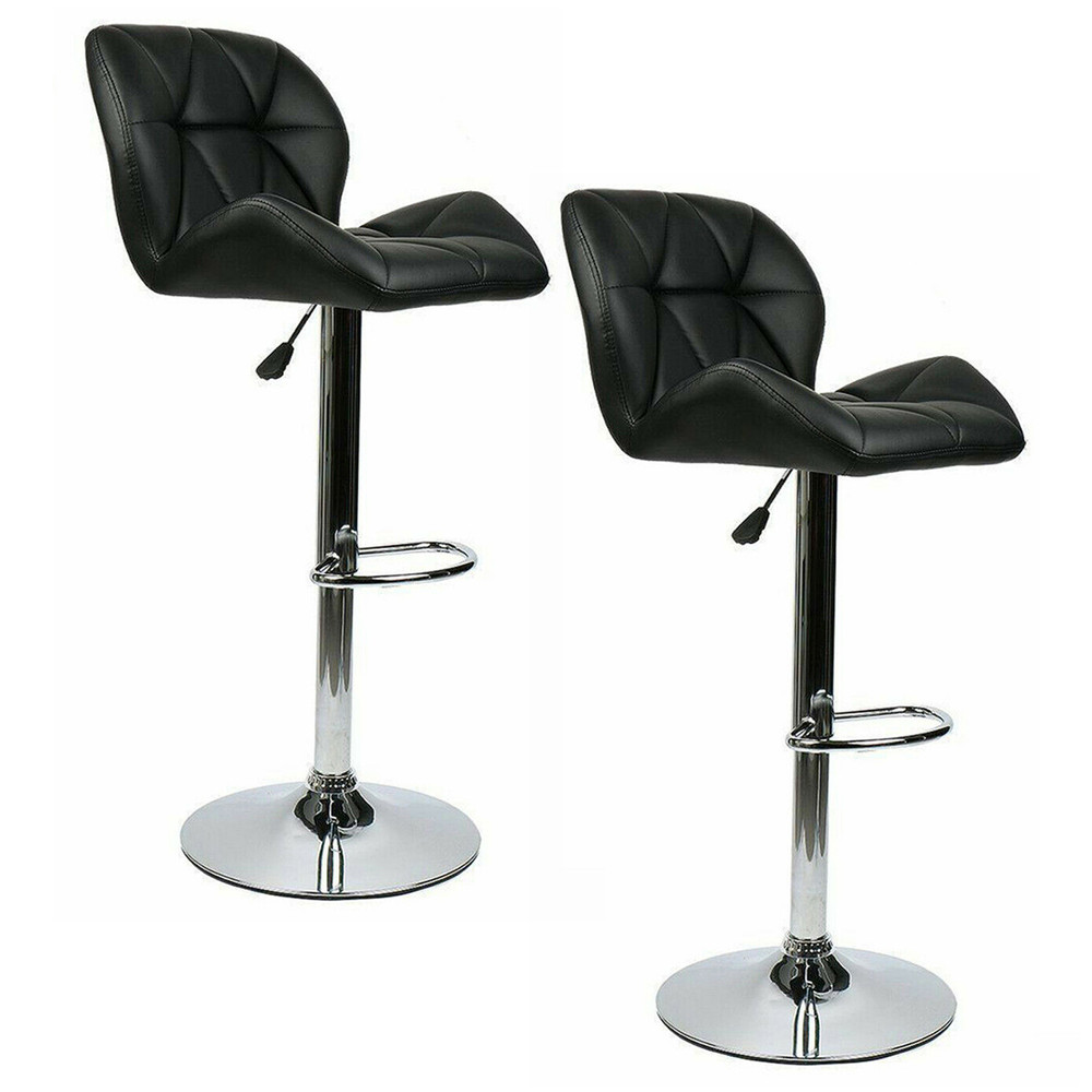 Pack 2 Silla Alta Bar Acolchada con Respaldo Negro