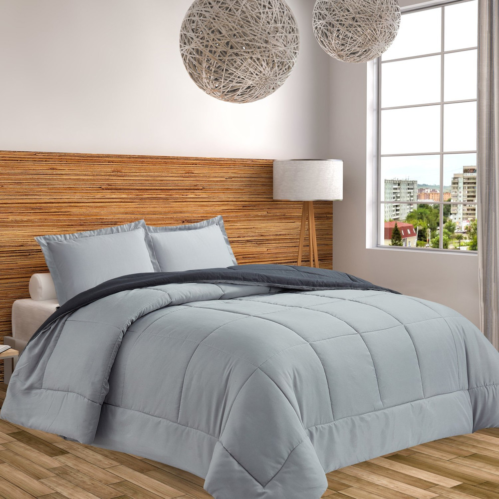 Plumón Reversible Marnie 2 Plazas Gris