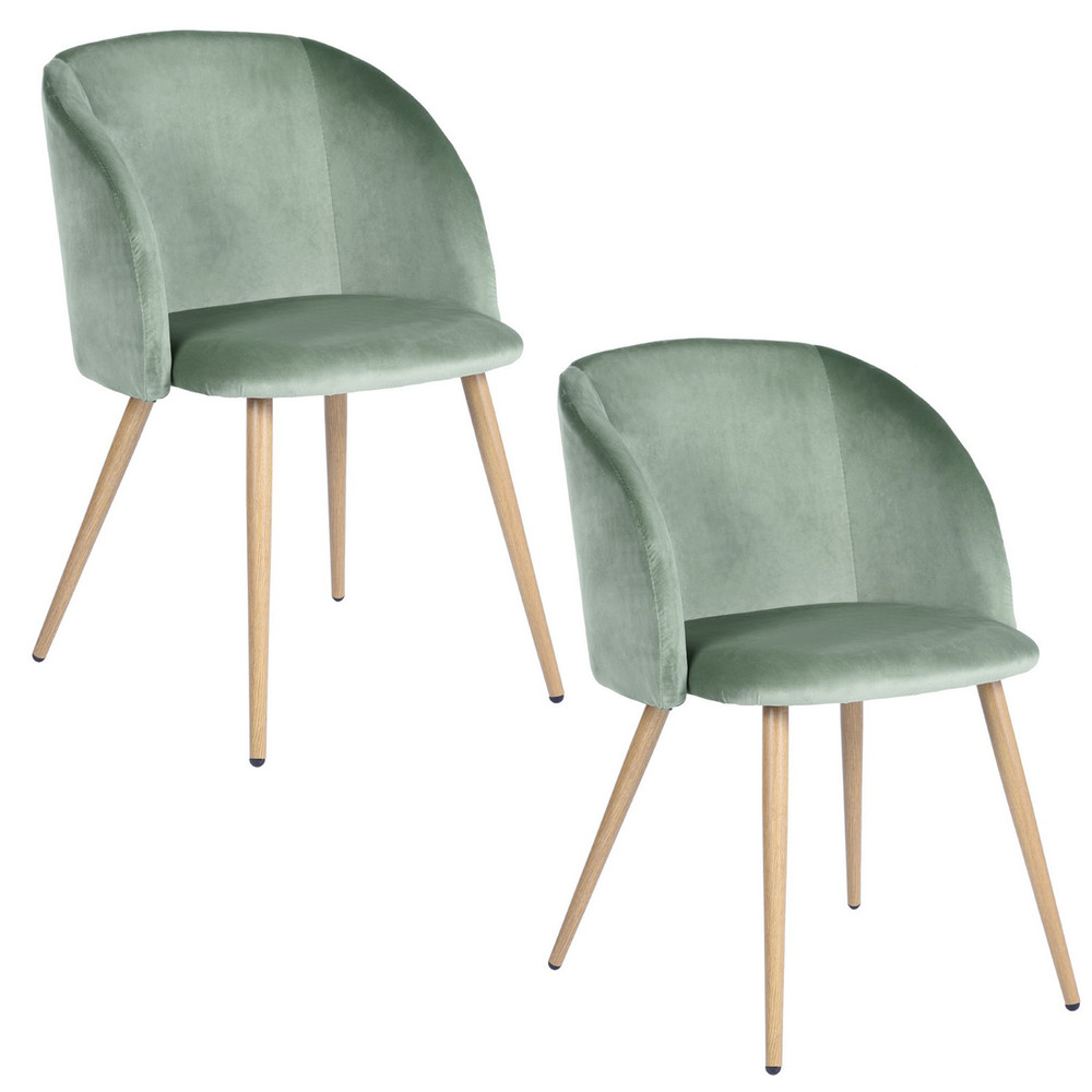 Pack 2 Sillas Comedor Lounge Terciopelo Verde