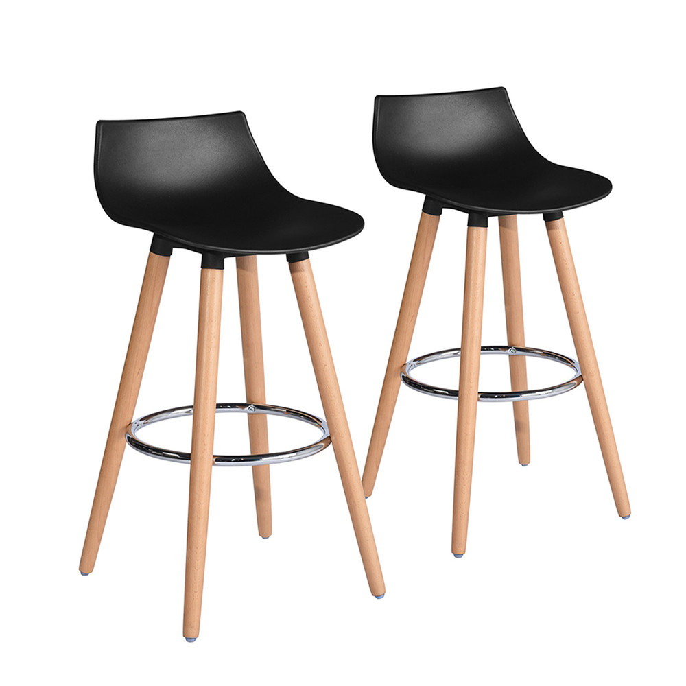 Pack 2 Pisos Bar Patas Madera y Reposapiés Negro