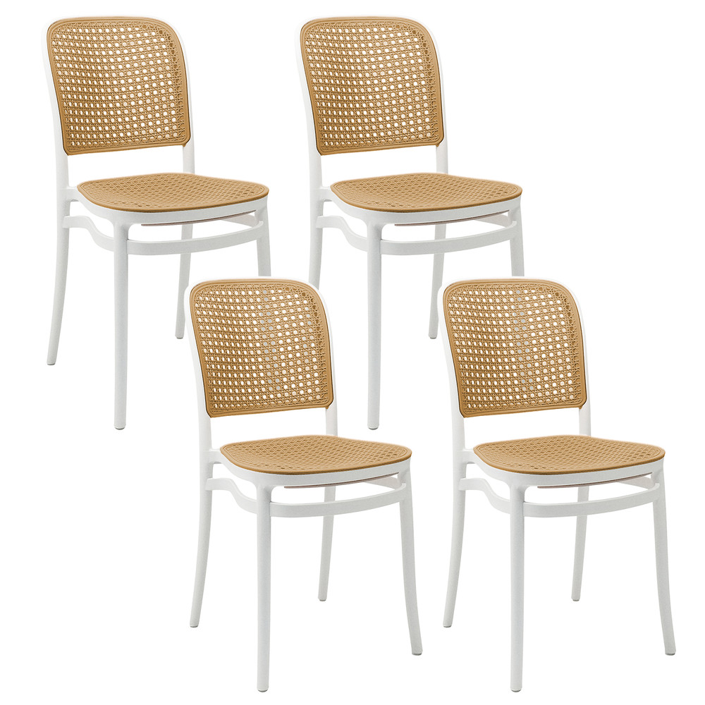 Pack 4 Sillas Terraza Plástica Cairo Blanca/Beige