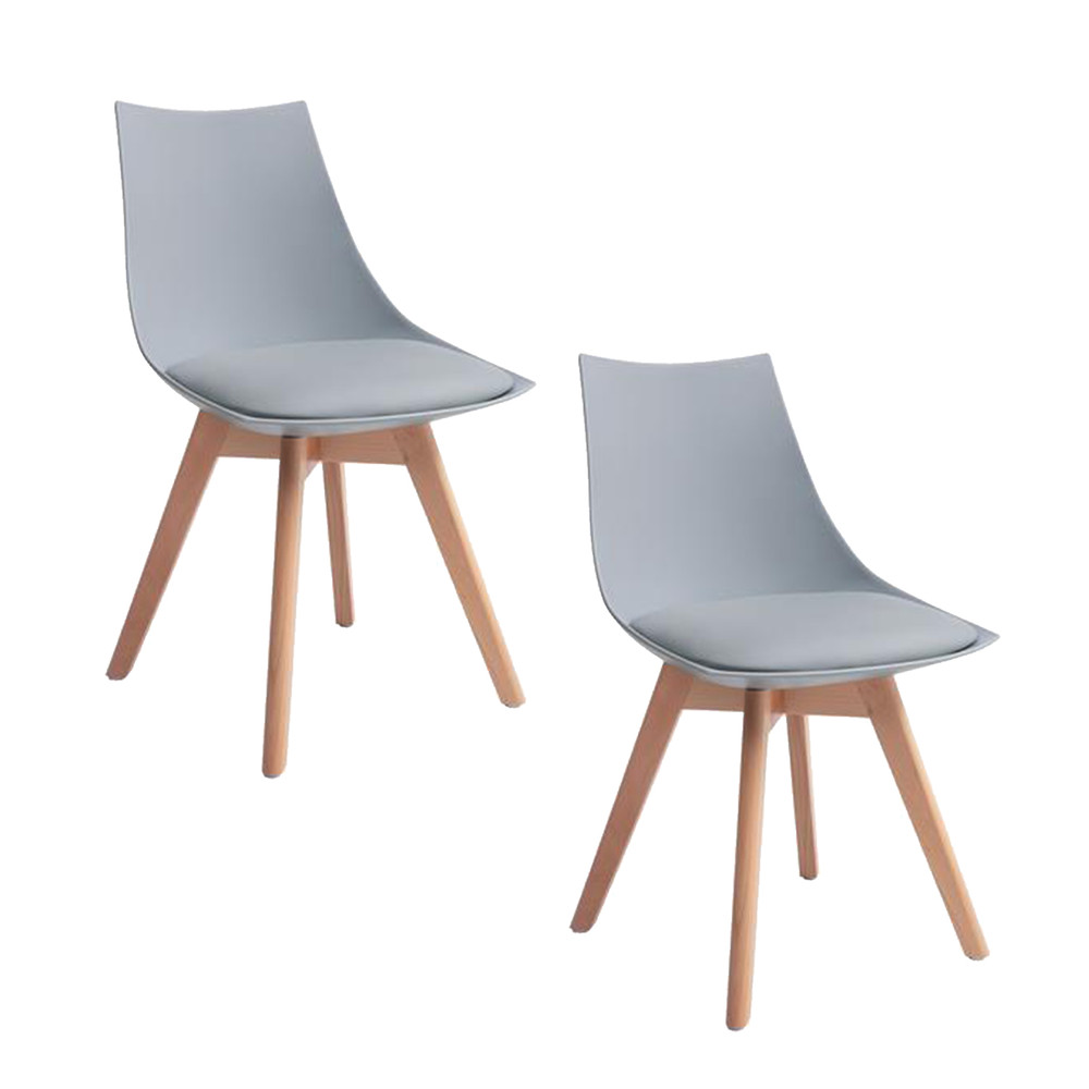 Pack 2 Silla de Comedor con Patas de Madera Gris