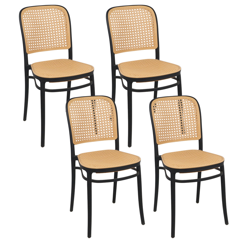 Pack 4 Sillas Terraza Plástica Cairo Negra/Beige