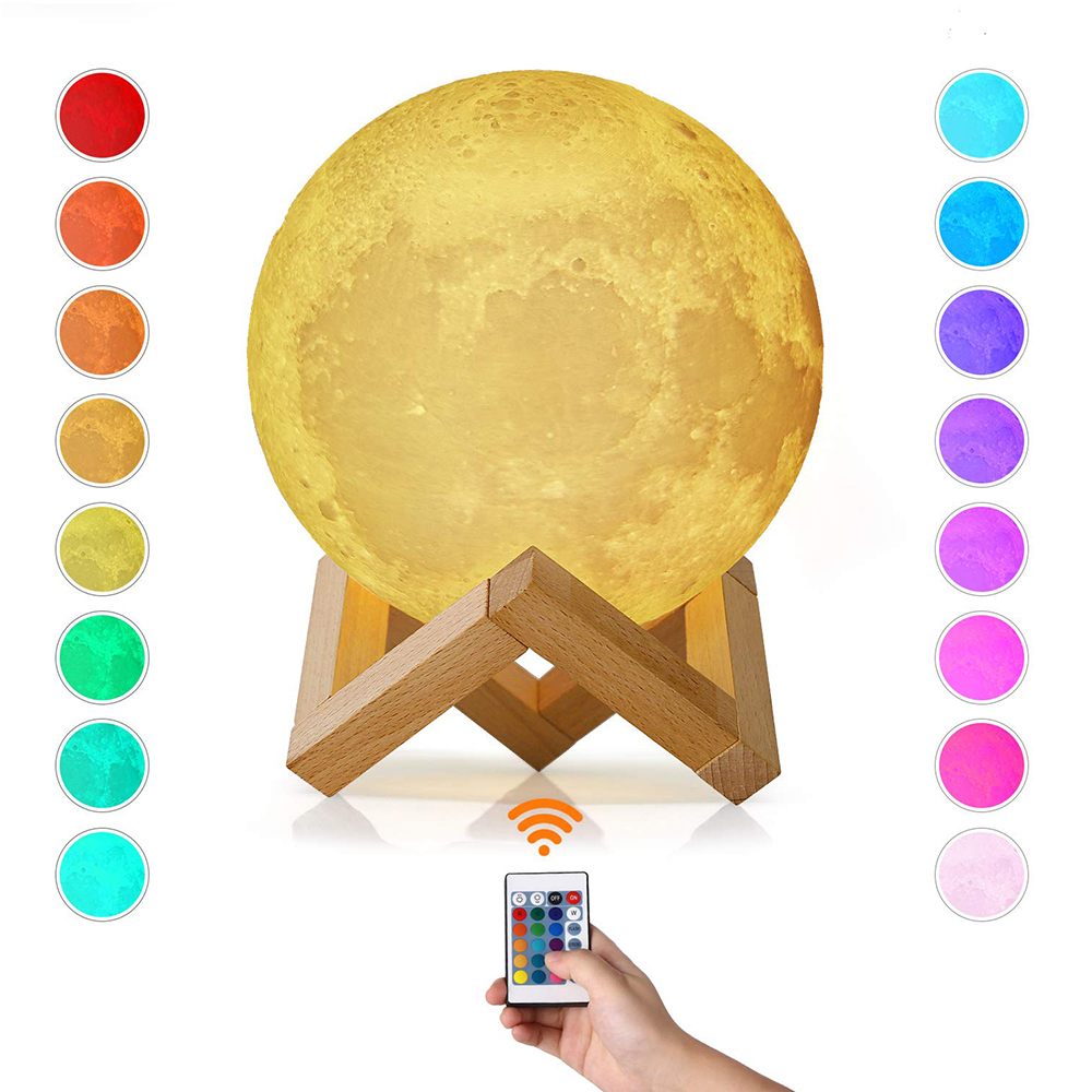 Lámpara Luna 16 Colores Touch Con Control Remoto