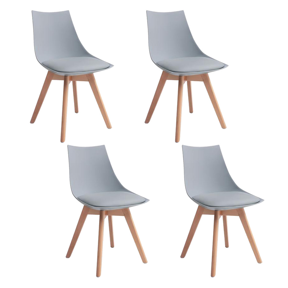Pack 4 Silla Comedor con Patas de Madera Gris