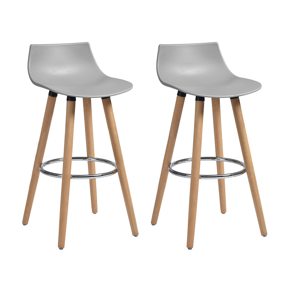 Pack 2 Pisos Bar Patas de Madera y Reposapiés Gris