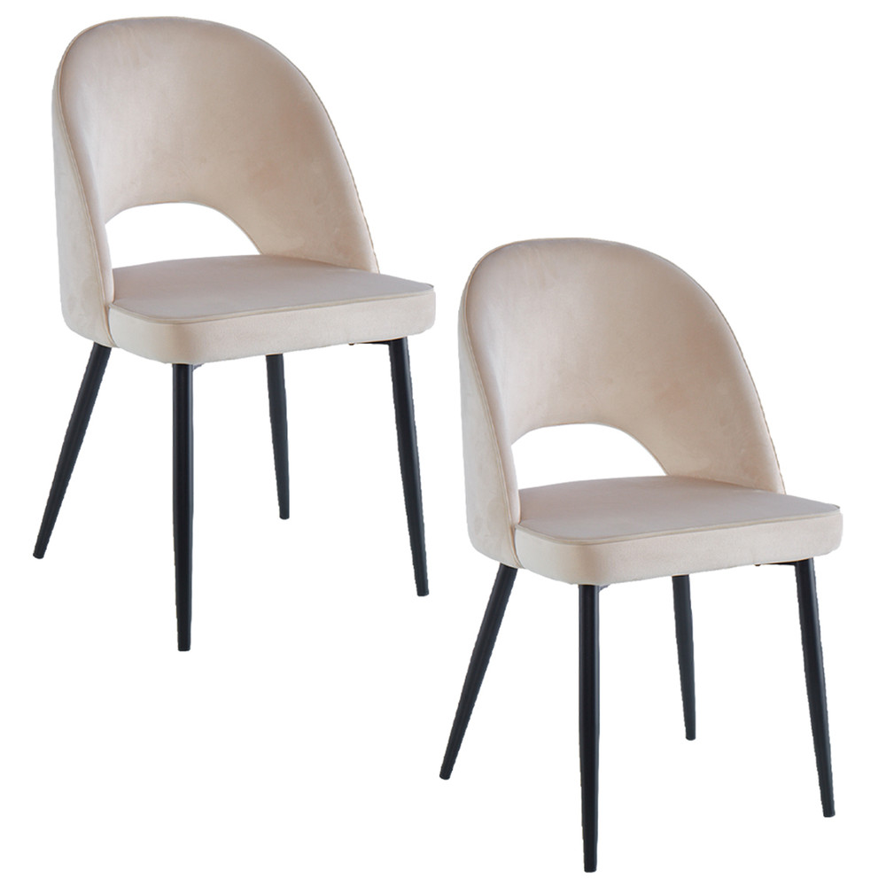 Pack 2 Sillas de Comedor de Terciopelo Oval Beige