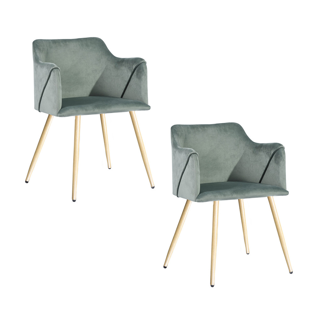 Pack 2 Silla Comedor Sitial Aldridge Terciopelo Verde