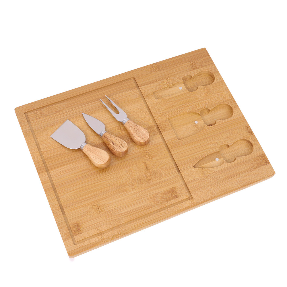 Tabla de Quesos Rectangular L con Utensilios Beige