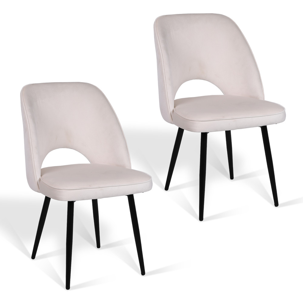Pack 2 Sillas de Comedor Terciopelo Oval Beige