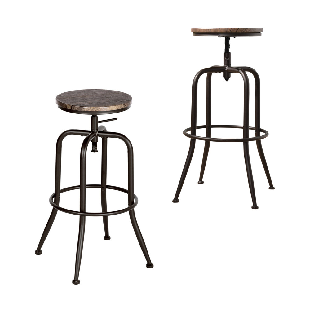 Pack 2 Piso de Bar Taburete Altura Ajustable Café Oscuro