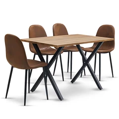 Comedor Hudson  Mesa 75x70x120 4 Sillas Pu Café