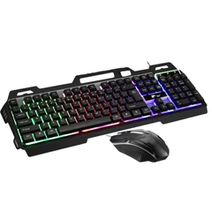 Pack Teclado Metal RGB + Mouse 1600dpi Gamer Negro