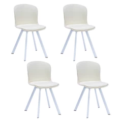 Pack 4 Sillas de Comedor PP y Tela Blanco