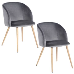 Pack 2 Sillas Comedor Lounge Terciopelo Gris