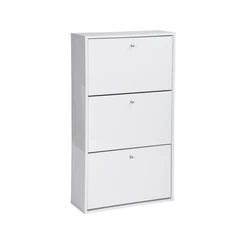 Zapatera 3 Divisiones de Madera Unicolor Blanco