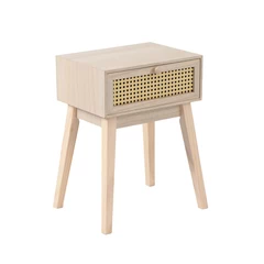 Velador Rejilla 1 Cajón Patas Largas Café