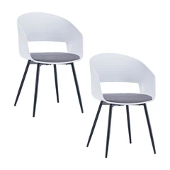 Pack 2 Sillas de Comedor con Cojín Bicolor Blanco