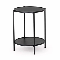 Mesa Lateral metálica con repisa 57x43x43 cm Negro