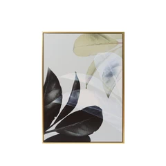 Cuadro de Hojas de Gomero 50x70 cm Blanco