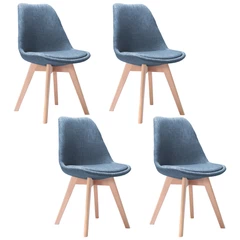 Pack 4 Sillas de Comedor Tulip Tela con Cojín Gris